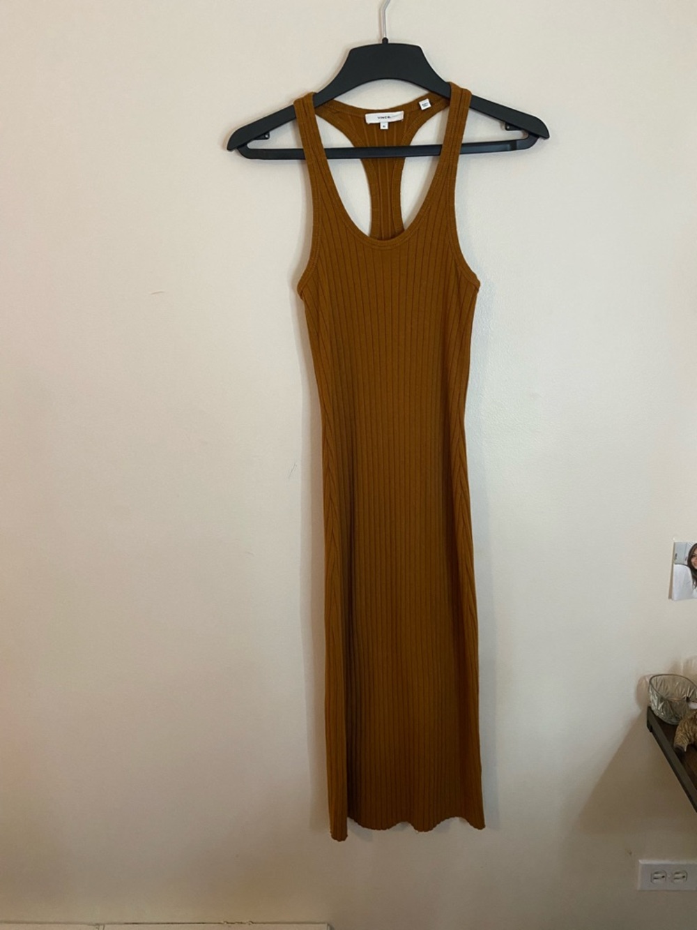 Vince Ribbed Racerback Maxi Dress - Rust Brown XS cotton blend - Picture 2 of 9